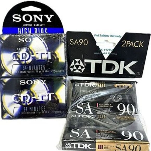 Sony CD-IT 94-minute High Bias tapes and TDK SA90 Type II High Position cassette - Picture 1 of 2